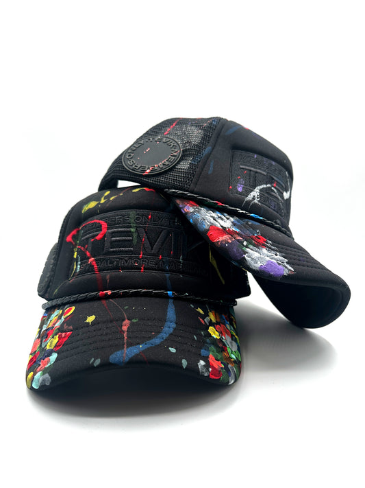 ALL BLACK FAMILY AND FRIENDS PAINTED TRUCKER HAT