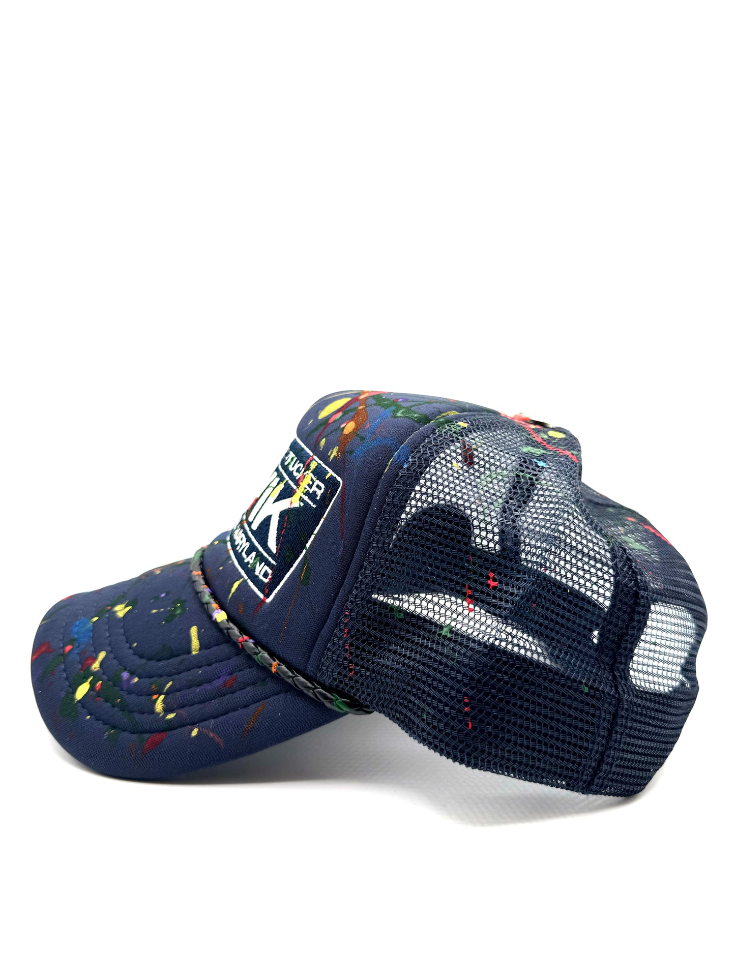 NAVY PAINTED TRUCKER HAT