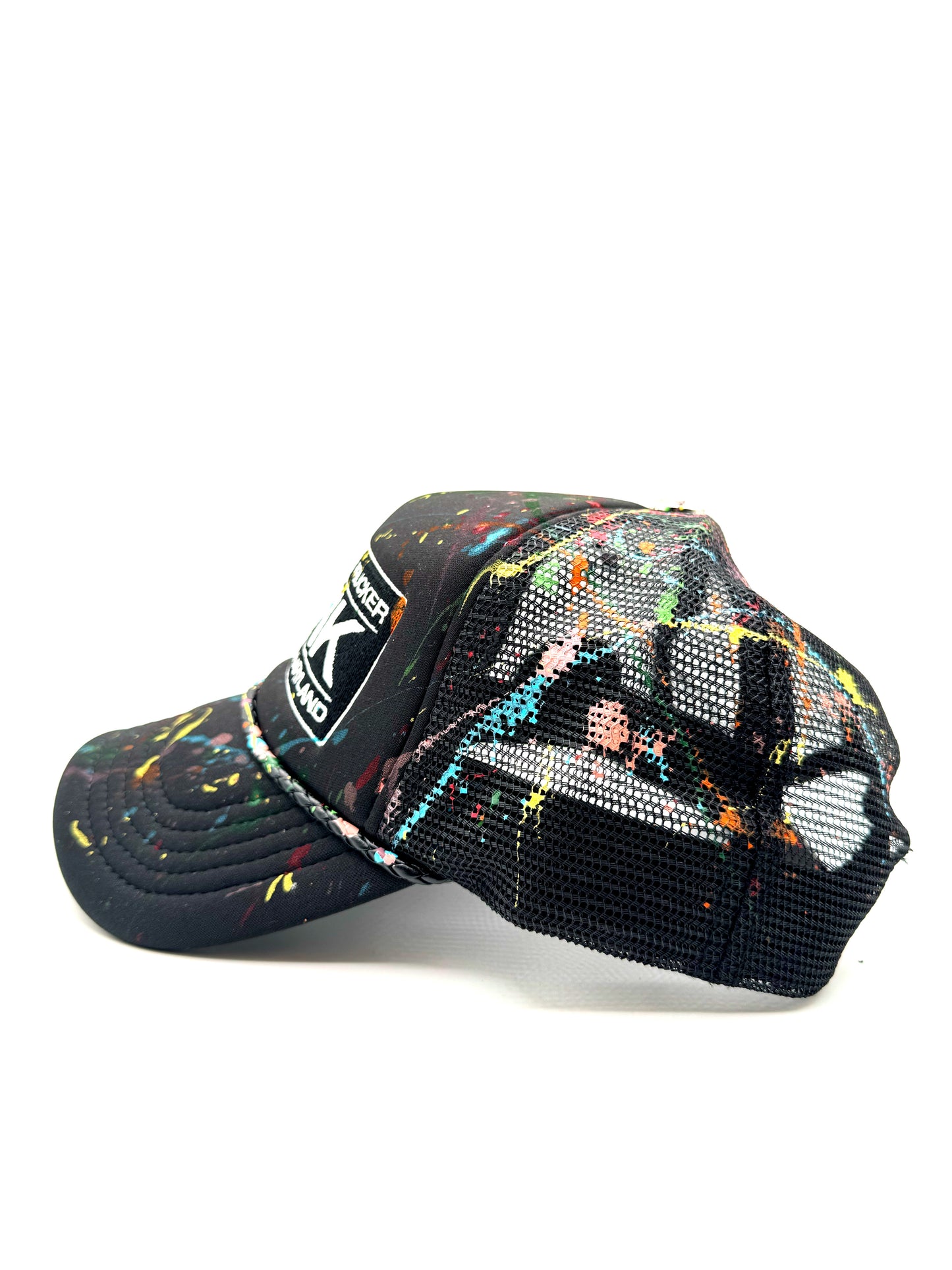BLACK & WHITE PAINTED TRUCKER HAT