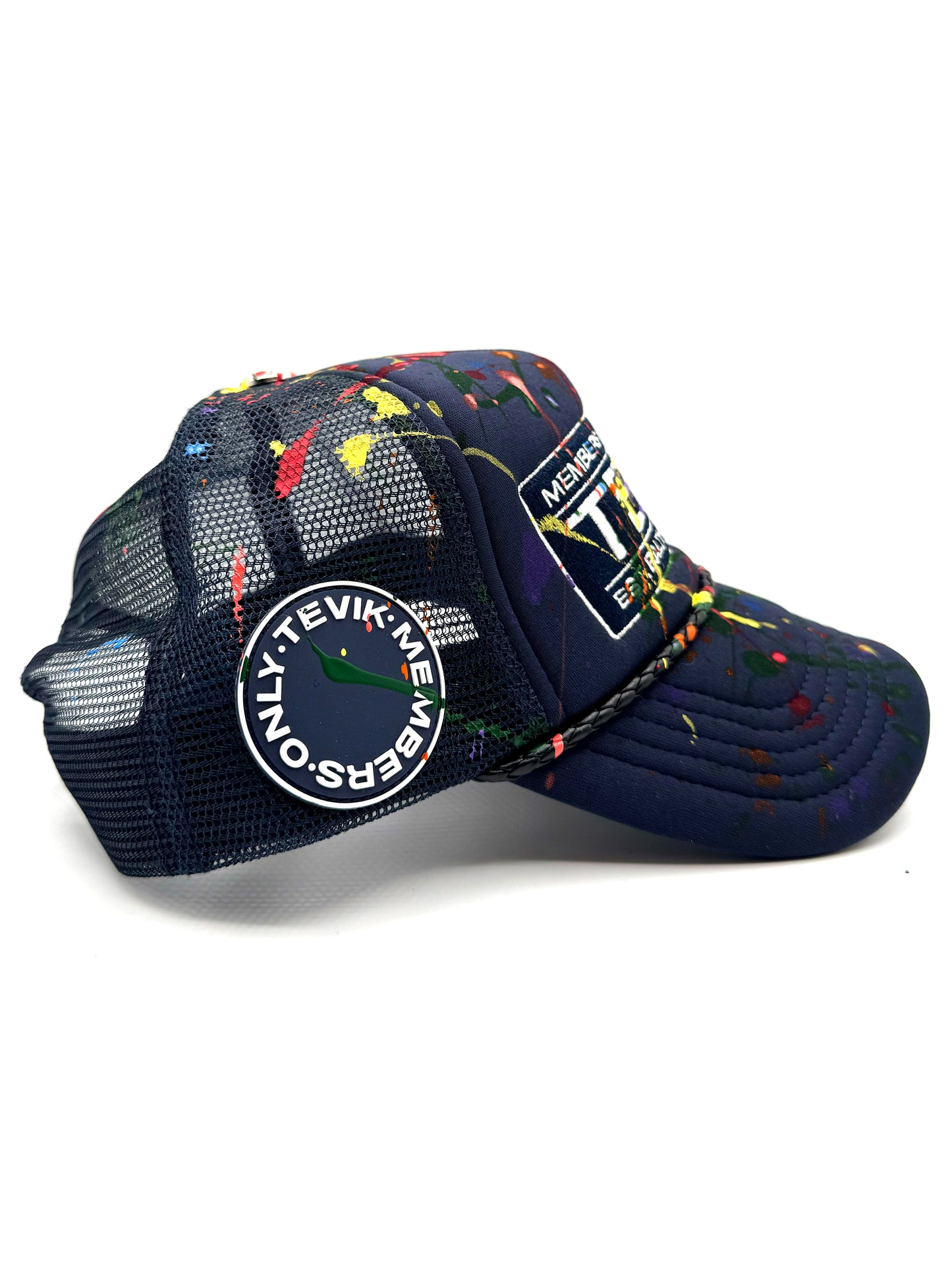 NAVY PAINTED TRUCKER HAT